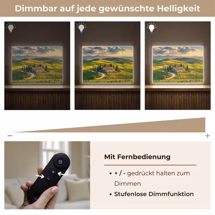 Toscane - Landschap - Wijngaarden Light Box met batterij (Wandlamp) middel -USP_dimbaarDE