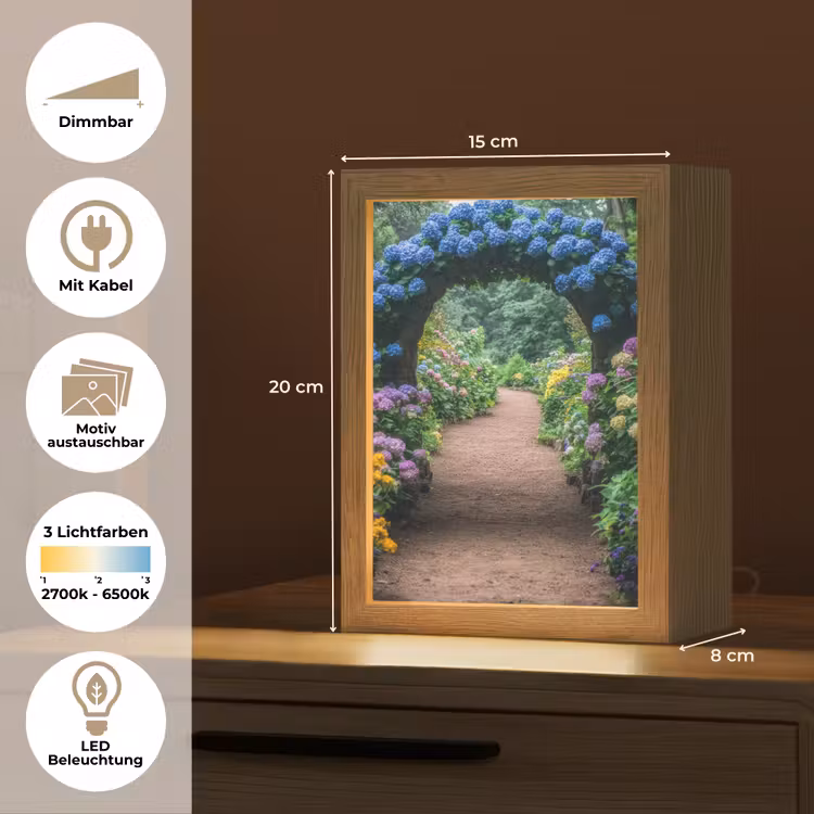 Doorkijk - Bloemen - Hortensia - Pad Light Box met kabel (Wandlamp) klein -USP_websiteoverzichtDE