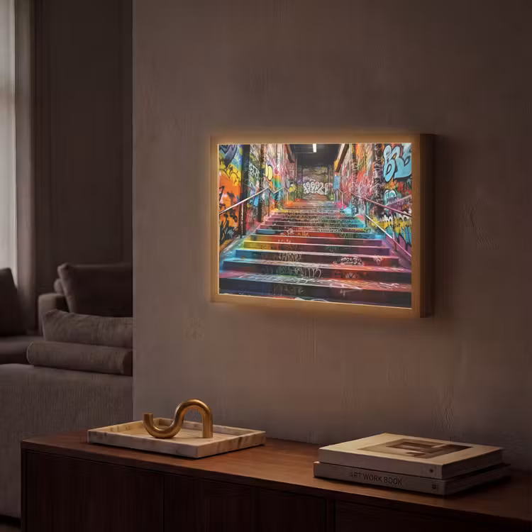 Trap - Graffiti - Kleuren - Kunst Light Box met batterij (Wandlamp) middel -sfeer1
