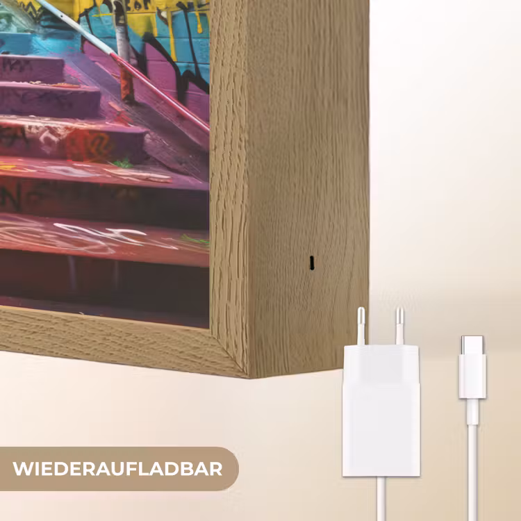 Trap - Graffiti - Kleuren - Kunst Light Box met batterij (Wandlamp) middel -USP_websiteoplaadbaarDE