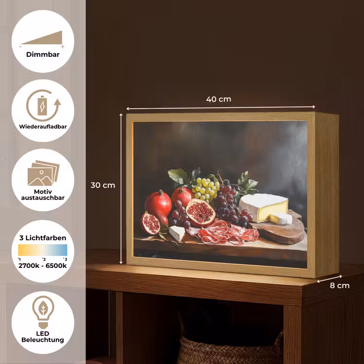 Borrelplank - Stilleven - Vintage Light Box met batterij (Wandlamp) middel -USP_websiteoverzichtDE