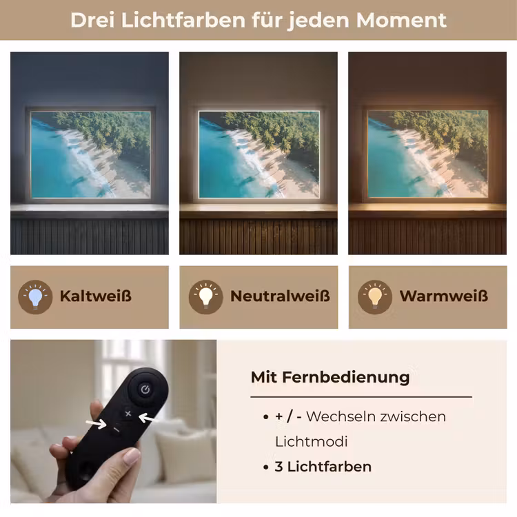 Tropisch - Strand - Water - Palmbomen Light Box met batterij (Wandlamp) middel -USP_lichtkleurDE