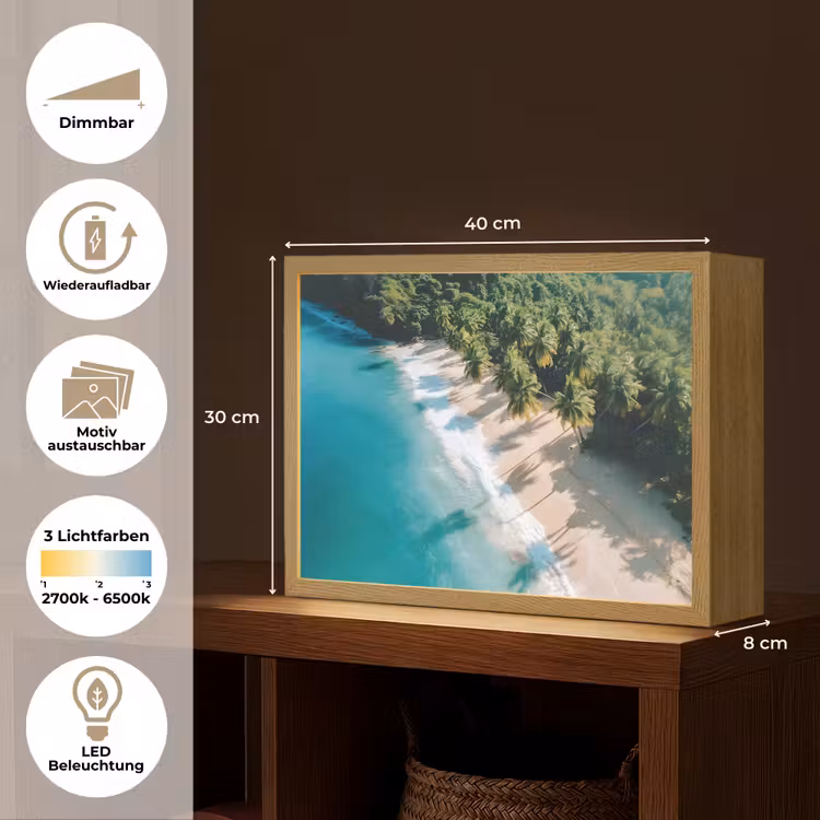 Tropisch - Strand - Water - Palmbomen Light Box met batterij (Wandlamp) middel -USP_websiteoverzichtDE