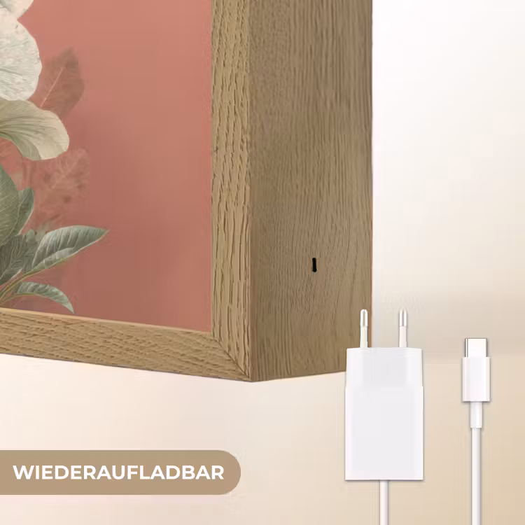 Tropische bladeren - Bloemen - Roze - groen Light Box met batterij (Wandlamp) middel -USP_websiteoplaadbaarDE