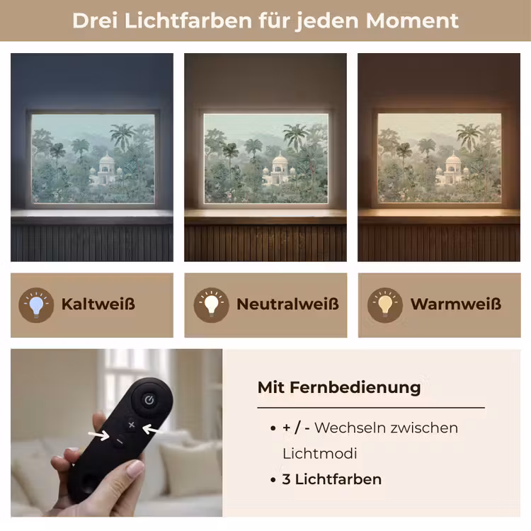Tropische tuin - Koepelgebouw - Bloemen Light Box met batterij (Wandlamp) middel -USP_lichtkleurDE