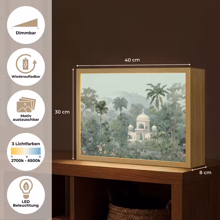 Tropische tuin - Koepelgebouw - Bloemen Light Box met batterij (Wandlamp) middel -USP_websiteoverzichtDE