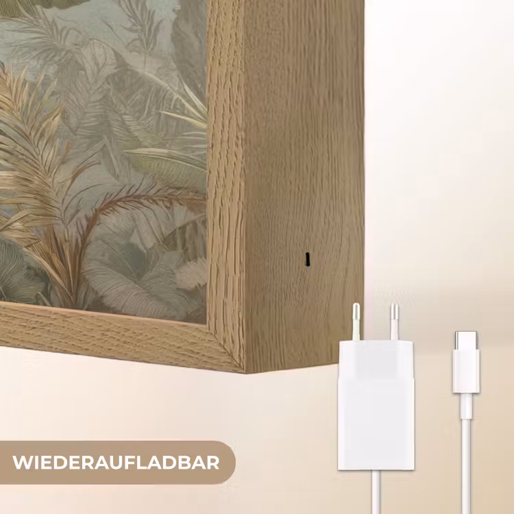 Tropisch bladerdek - Vlinders - groen - Bruin Light Box met batterij (Wandlamp) middel -USP_websiteoplaadbaarDE