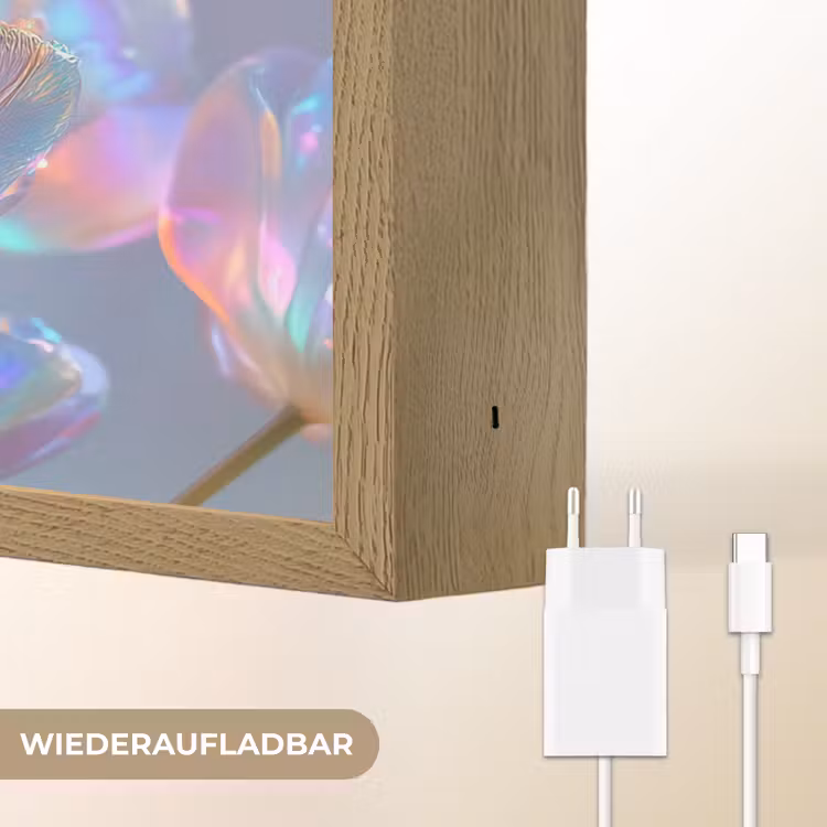 Tulpen - Glazen - Bloemblaadjes - Pasteltinten Light Box met batterij (Wandlamp) middel -USP_websiteoplaadbaarDE