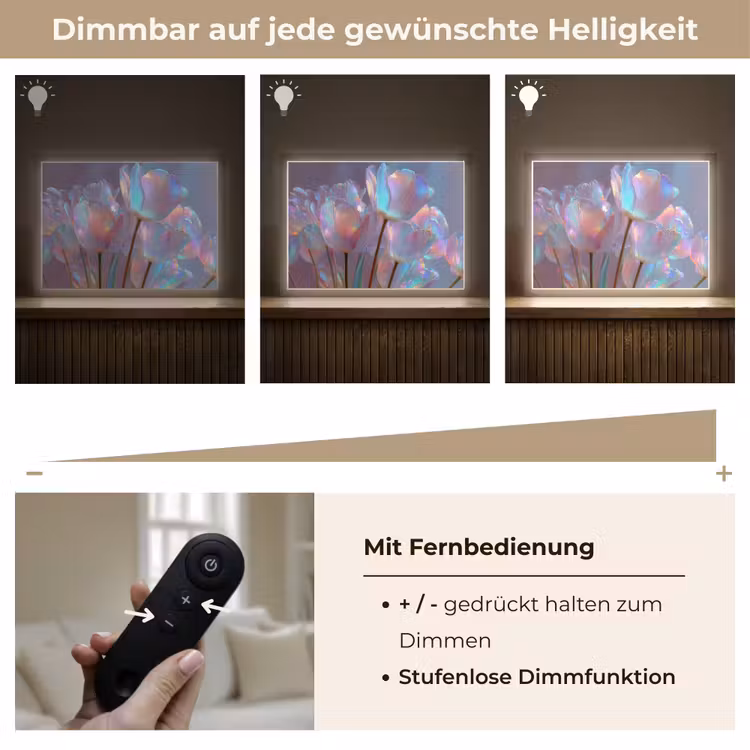 Tulpen - Glazen - Bloemblaadjes - Pasteltinten Light Box met batterij (Wandlamp) middel -USP_dimbaarDE