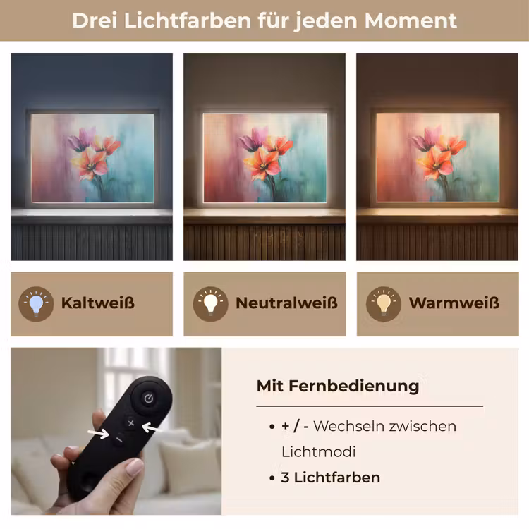 Tulpen - Lichtreflecties - Kleurverloop Light Box met batterij (Wandlamp) middel -USP_lichtkleurDE