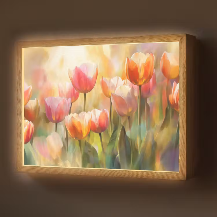 Tulpen - Sprookjesachtig - Kleurrijk Light Box met batterij (Wandlamp) middel -z3d_website