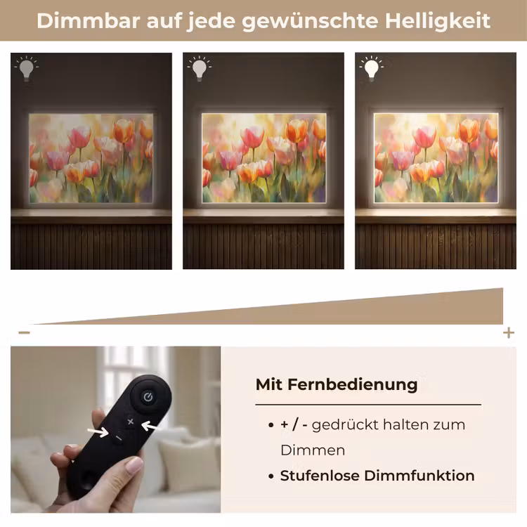 Tulpen - Sprookjesachtig - Kleurrijk Light Box met batterij (Wandlamp) middel -USP_dimbaarDE