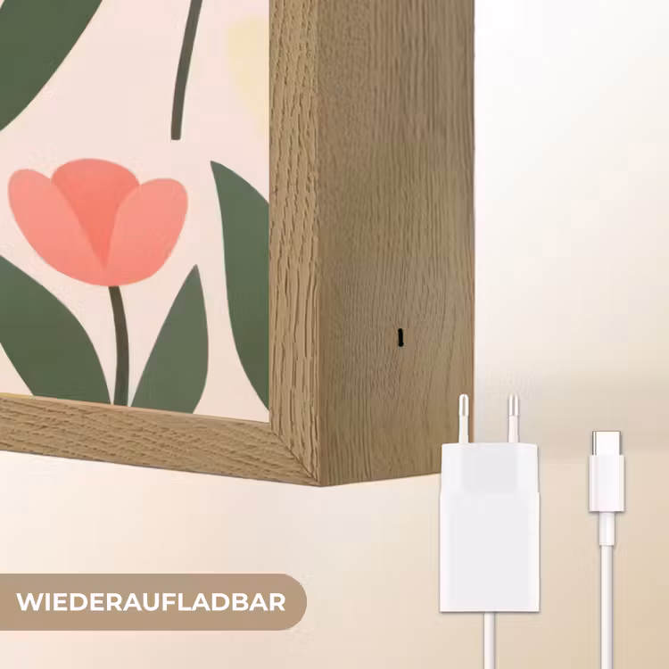 Tulpen - Modern - Roze Light Box met batterij (Wandlamp) middel -USP_websiteoplaadbaarDE