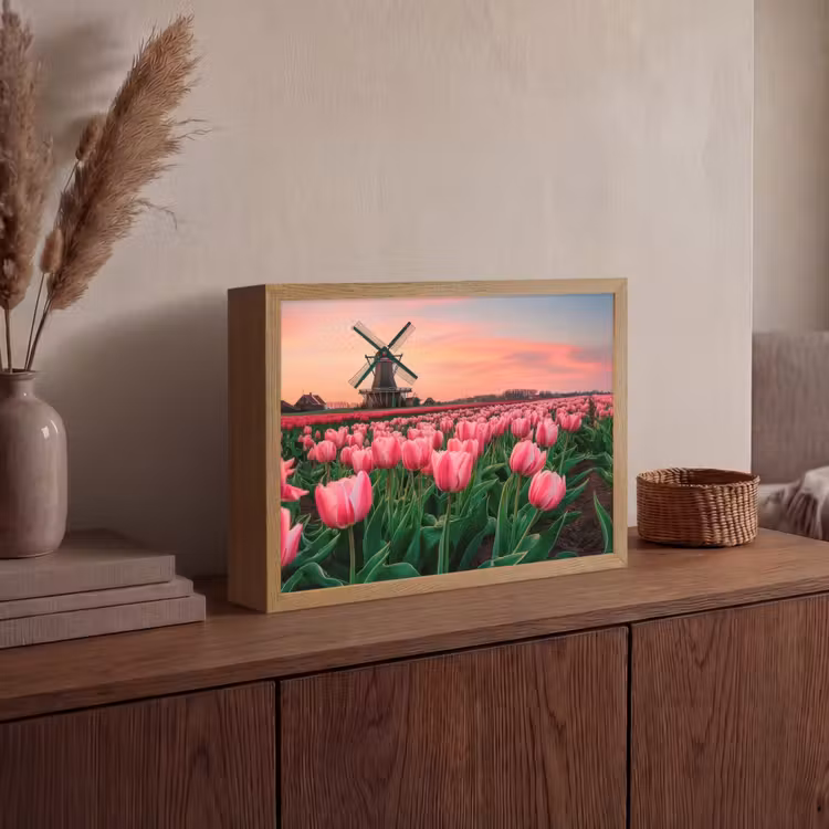 Tulpen - Molen - Nederland Light Box met batterij (Wandlamp) middel -sfeer2
