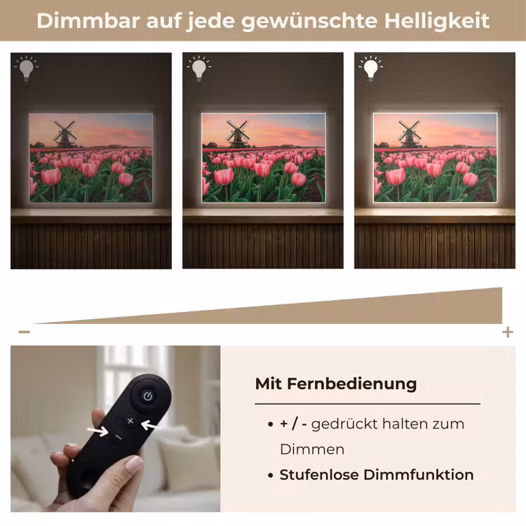 Tulpen - Molen - Nederland Light Box met batterij (Wandlamp) middel -USP_dimbaarDE