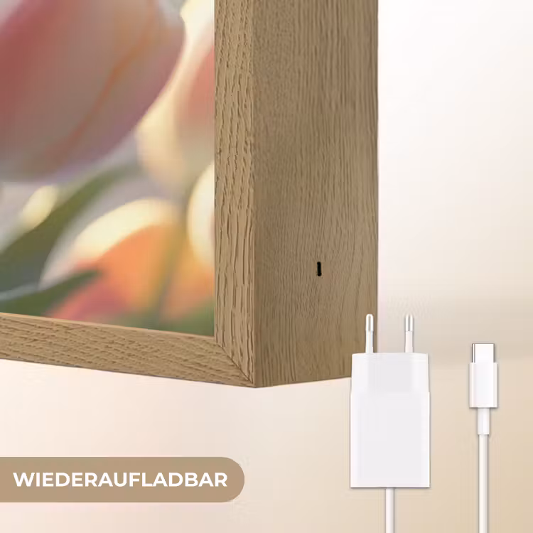 Tulpen - Roze - Zonnestralen Light Box met batterij (Wandlamp) middel -USP_websiteoplaadbaarDE
