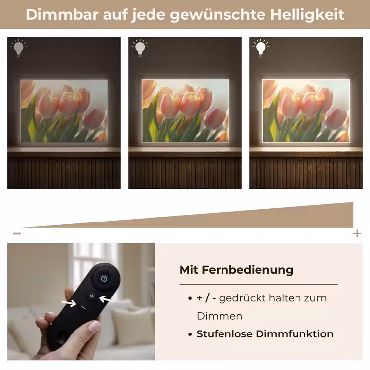 Tulpen - Roze - Zonnestralen Light Box met batterij (Wandlamp) middel -USP_dimbaarDE