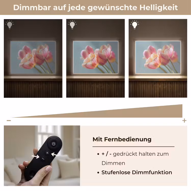 Tulpen - Roze - Stelen Light Box met batterij (Wandlamp) middel -USP_dimbaarDE