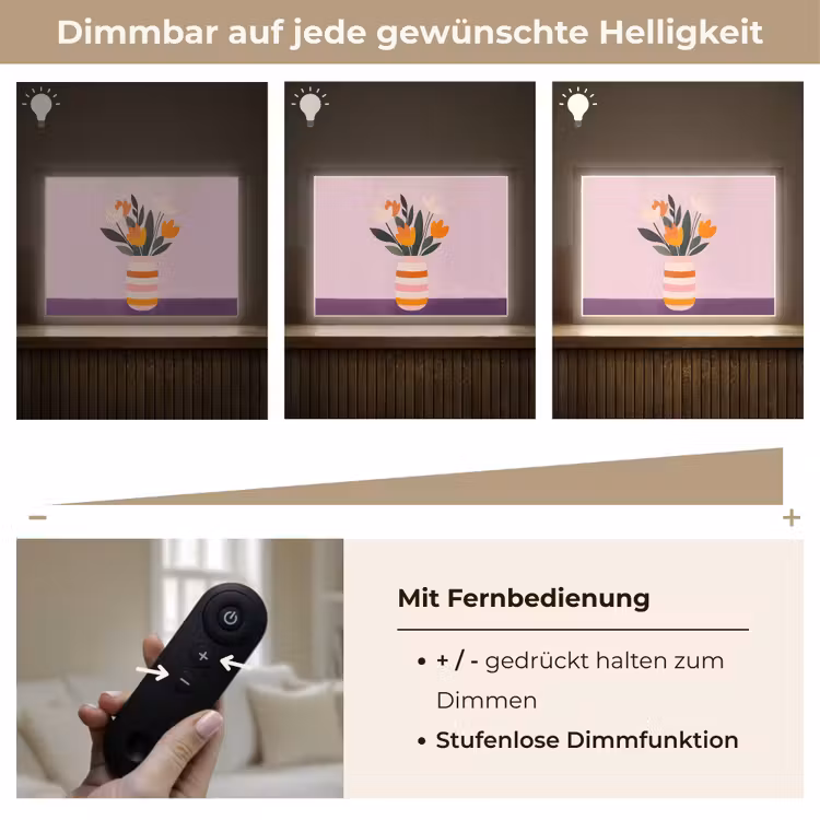 Tulpen - Vaas - Strepen - Paars Light Box met batterij (Wandlamp) middel -USP_dimbaarDE