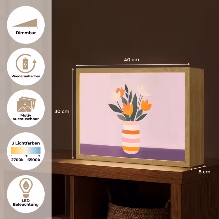 Tulpen - Vaas - Strepen - Paars Light Box met batterij (Wandlamp) middel -USP_websiteoverzichtDE
