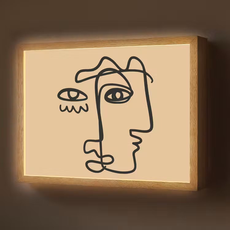 Overlappende profielen - Lichtbruin - Zwart Light Box met batterij (Wandlamp) middel -z3d_website