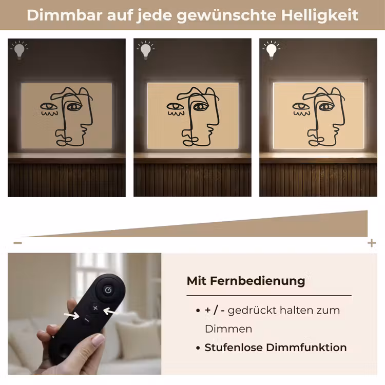 Overlappende profielen - Lichtbruin - Zwart Light Box met batterij (Wandlamp) middel -USP_dimbaarDE