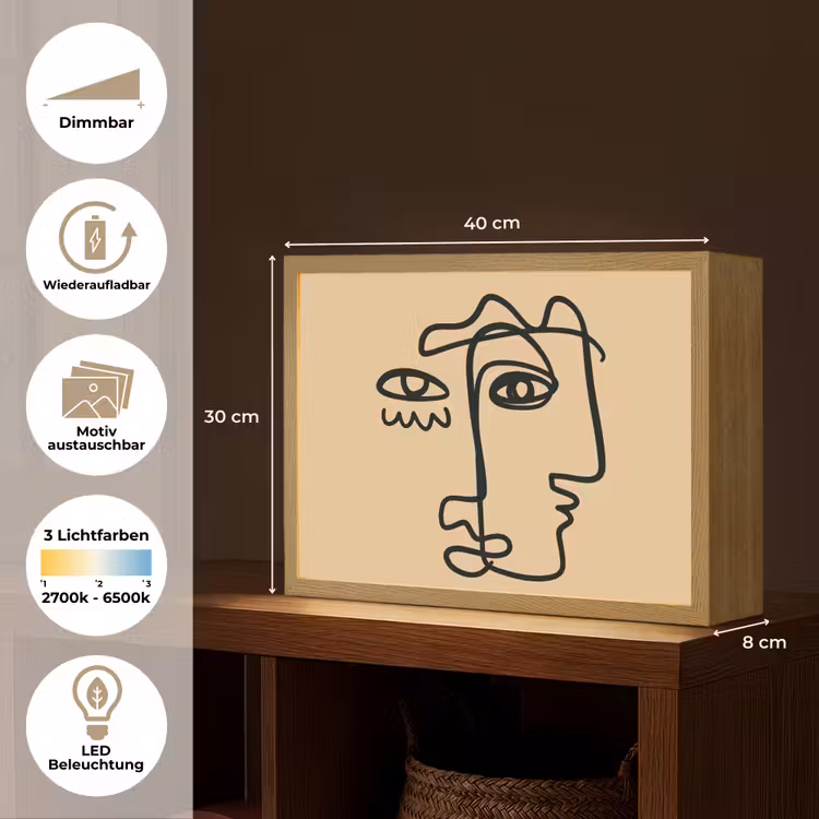 Overlappende profielen - Lichtbruin - Zwart Light Box met batterij (Wandlamp) middel -USP_websiteoverzichtDE