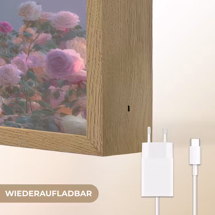 Ufo - Rozen - Pastelkleuren Light Box met batterij (Wandlamp) middel -USP_websiteoplaadbaarDE