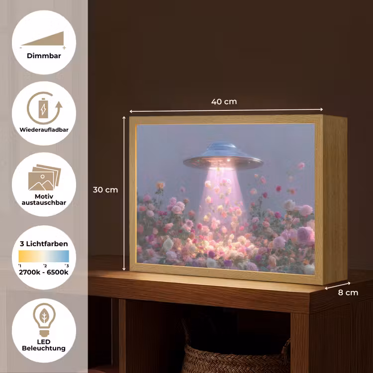 Ufo - Rozen - Pastelkleuren Light Box met batterij (Wandlamp) middel -USP_websiteoverzichtDE