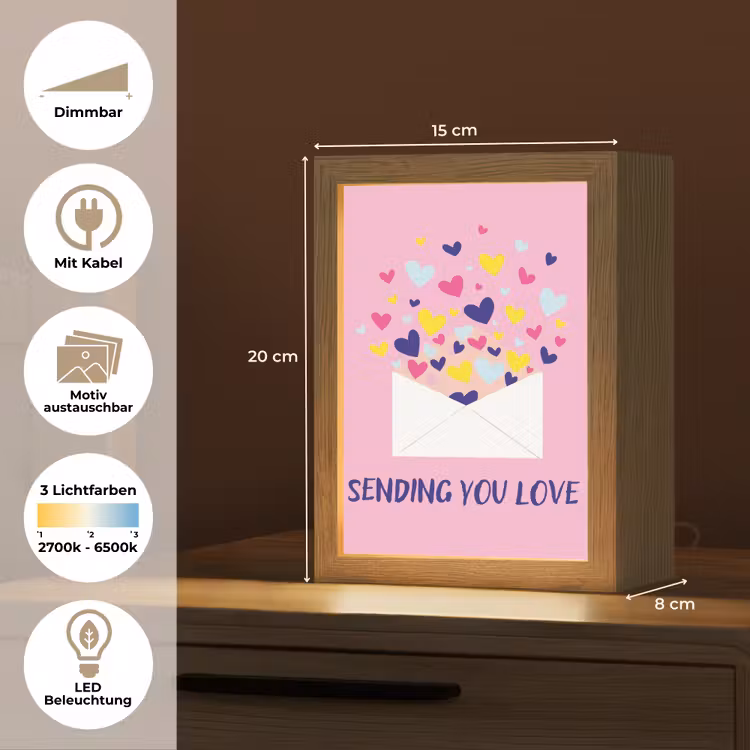 Envelop - Love - Hartjes - Valentijn Light Box met kabel (Wandlamp) klein -USP_websiteoverzichtDE