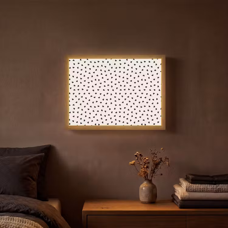 Valentijn - Liefde - Zwart - Wit Light Box met batterij (Wandlamp) middel 907 -sfeer4