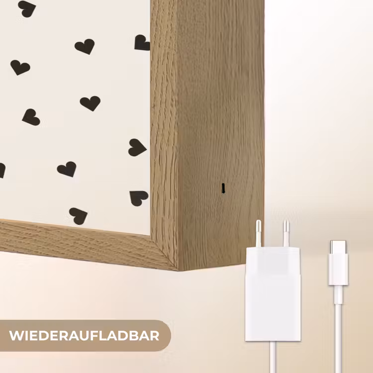 Valentijn - Hart - Wit - Zwart Light Box met batterij (Wandlamp) middel 907 -USP_websiteoplaadbaarDE