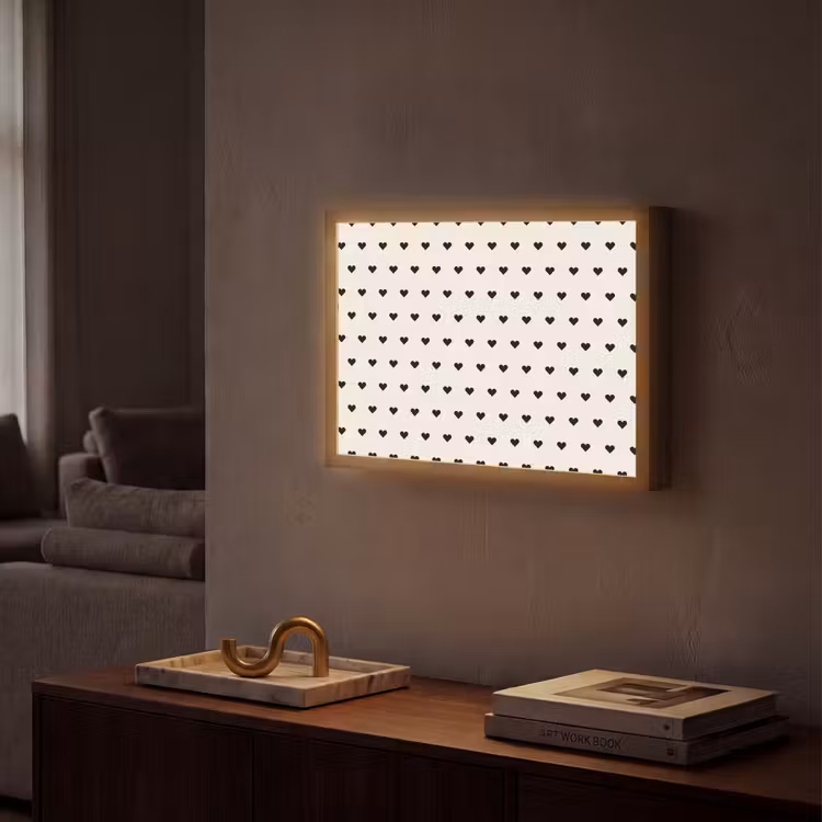 Valentijn - Hart - Wit - Zwart Light Box met batterij (Wandlamp) middel 907 -sfeer1