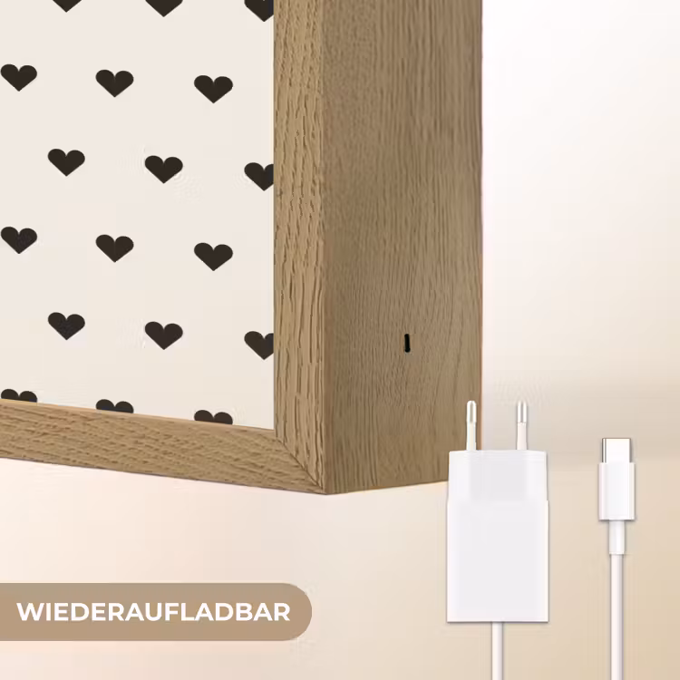 Valentijn - Hart - Wit - Zwart Light Box met batterij (Wandlamp) middel 907 -USP_websiteoplaadbaarDE