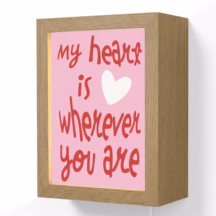 Valentijn - Hart - Liefde - Roze Light Box met kabel (Wandlamp) klein -3d