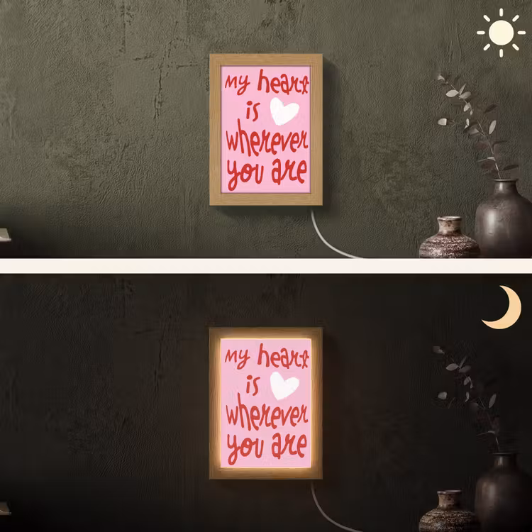 Valentijn - Hart - Liefde - Roze Light Box met kabel (Wandlamp) klein -sfeer3