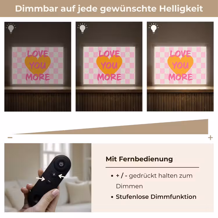 Valentijn - Love - Roze - Oranje Light Box met batterij (Wandlamp) middel -USP_dimbaarDE