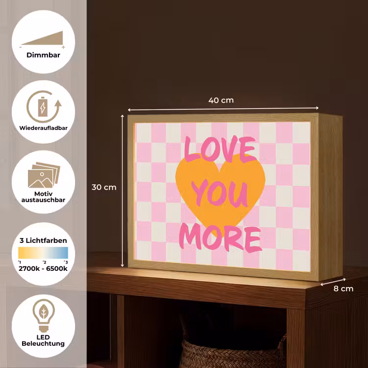 Valentijn - Love - Roze - Oranje Light Box met batterij (Wandlamp) middel -USP_websiteoverzichtDE