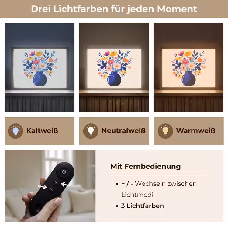 Vaas - Bloemen - Boeket Light Box met batterij (Wandlamp) middel -USP_lichtkleurDE