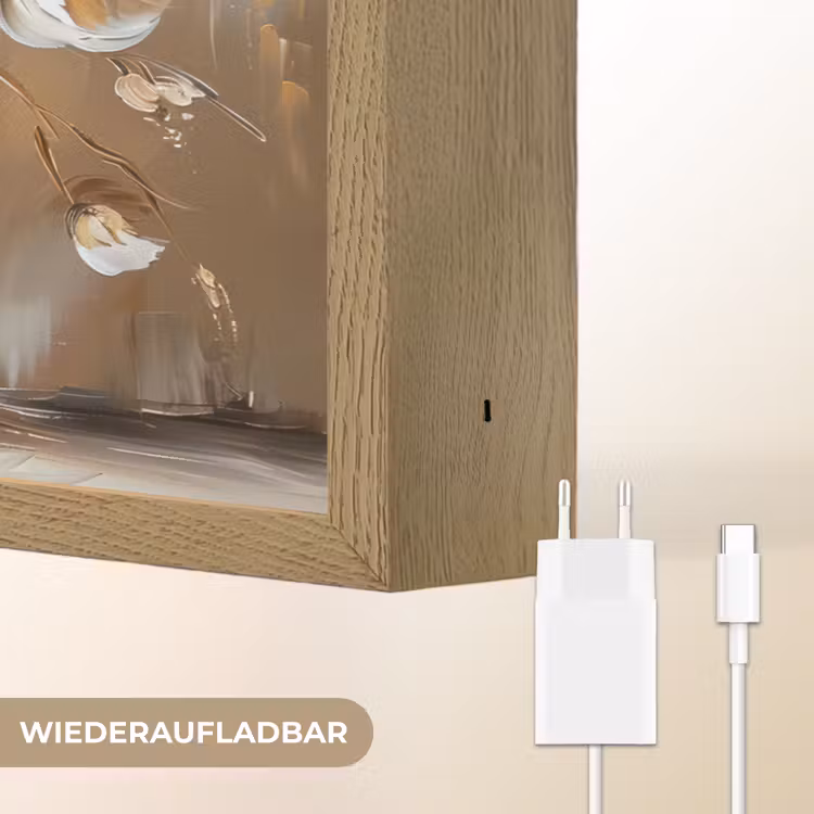 Vaas - Bloemen - Kunst - Goud Light Box met batterij (Wandlamp) middel -USP_websiteoplaadbaarDE