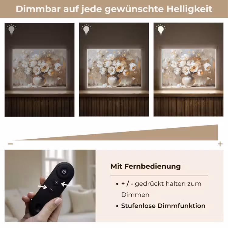 Vaas - Bloemen - Kunst - Goud Light Box met batterij (Wandlamp) middel -USP_dimbaarDE