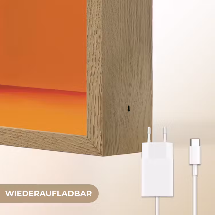 Vaas - Bloemen - Oranje Light Box met batterij (Wandlamp) middel -USP_websiteoplaadbaarDE