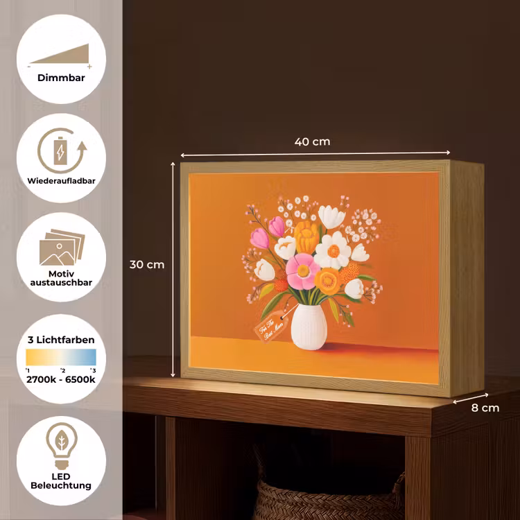 Vaas - Bloemen - Oranje Light Box met batterij (Wandlamp) middel -USP_websiteoverzichtDE
