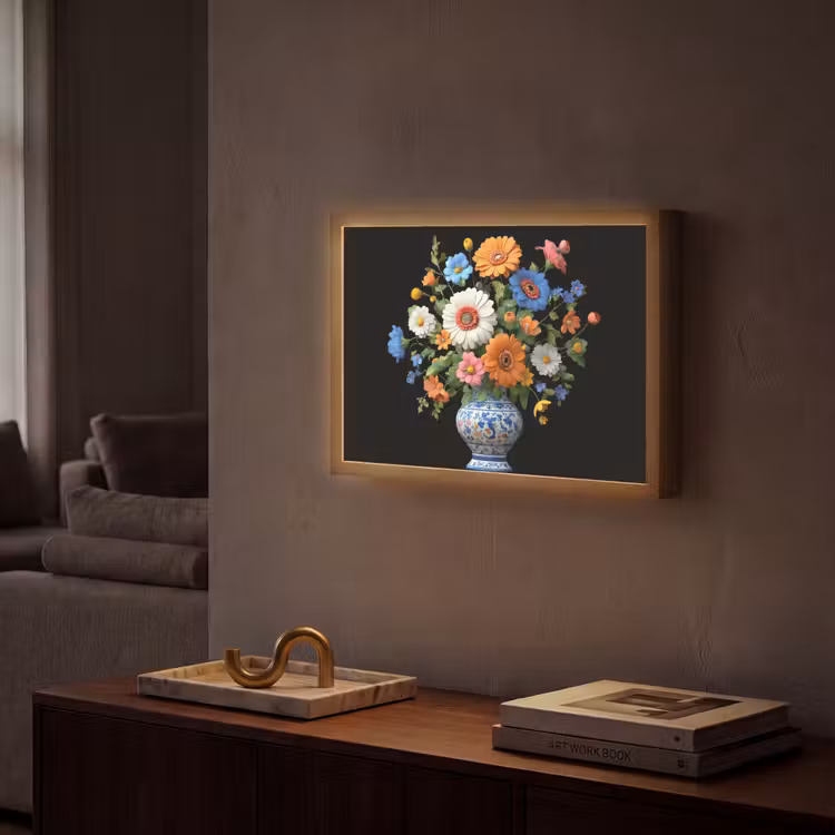 Vaas - Boeket - Bloemen - Kleur Light Box met batterij (Wandlamp) middel -sfeer1