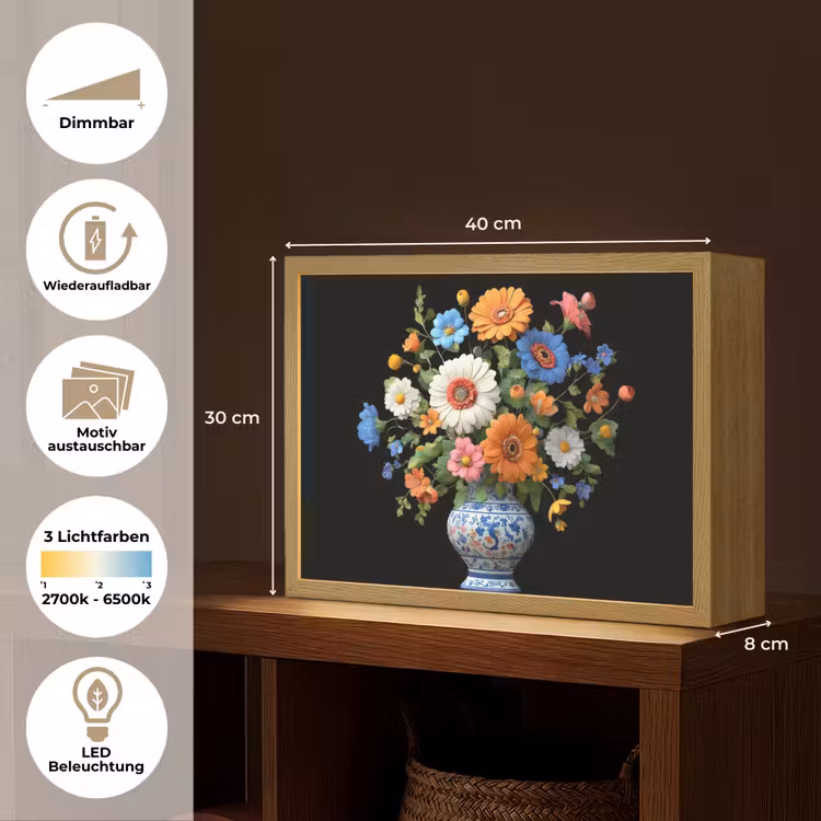 Vaas - Boeket - Bloemen - Kleur Light Box met batterij (Wandlamp) middel -USP_websiteoverzichtDE
