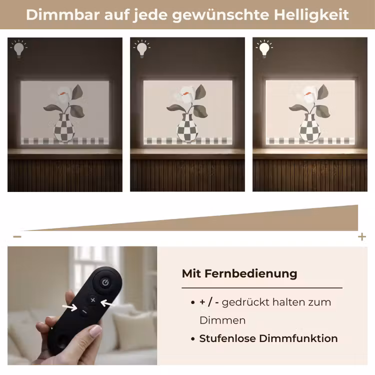 Vaas - Geruit - Groen - Bloem Light Box met batterij (Wandlamp) middel -USP_dimbaarDE