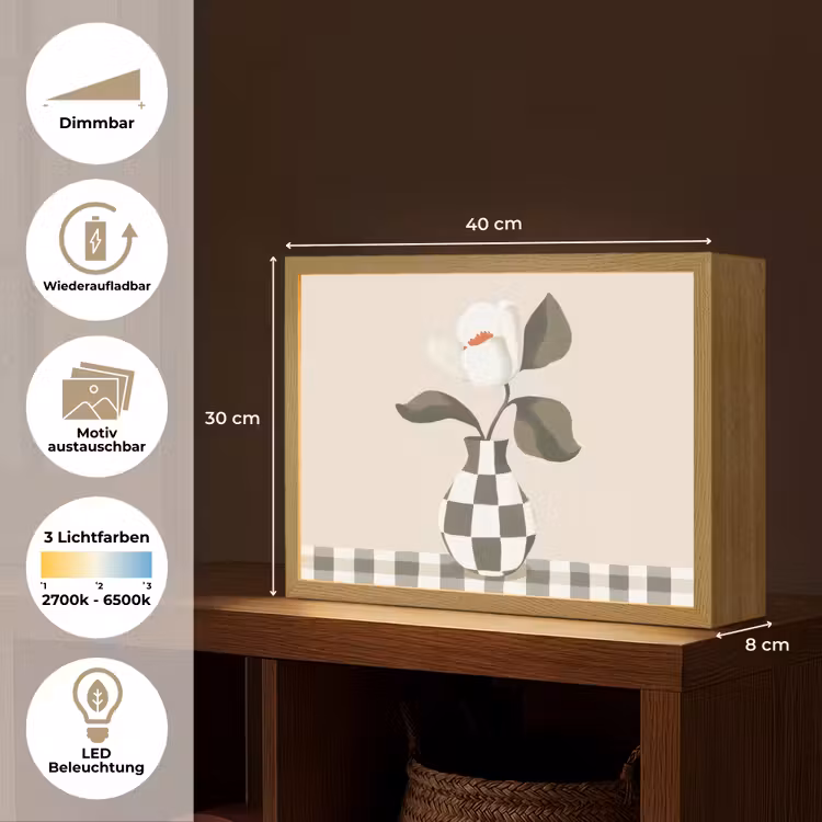Vaas - Geruit - Groen - Bloem Light Box met batterij (Wandlamp) middel -USP_websiteoverzichtDE