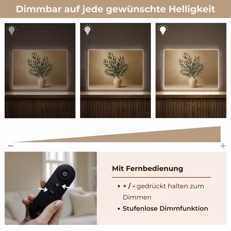 Vaas - Olijftakken - Bladeren - Beige Light Box met batterij (Wandlamp) middel -USP_dimbaarDE