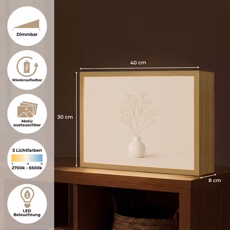 Vaas - Takken - Bloemetjes - Wit Light Box met batterij (Wandlamp) middel -USP_websiteoverzichtDE