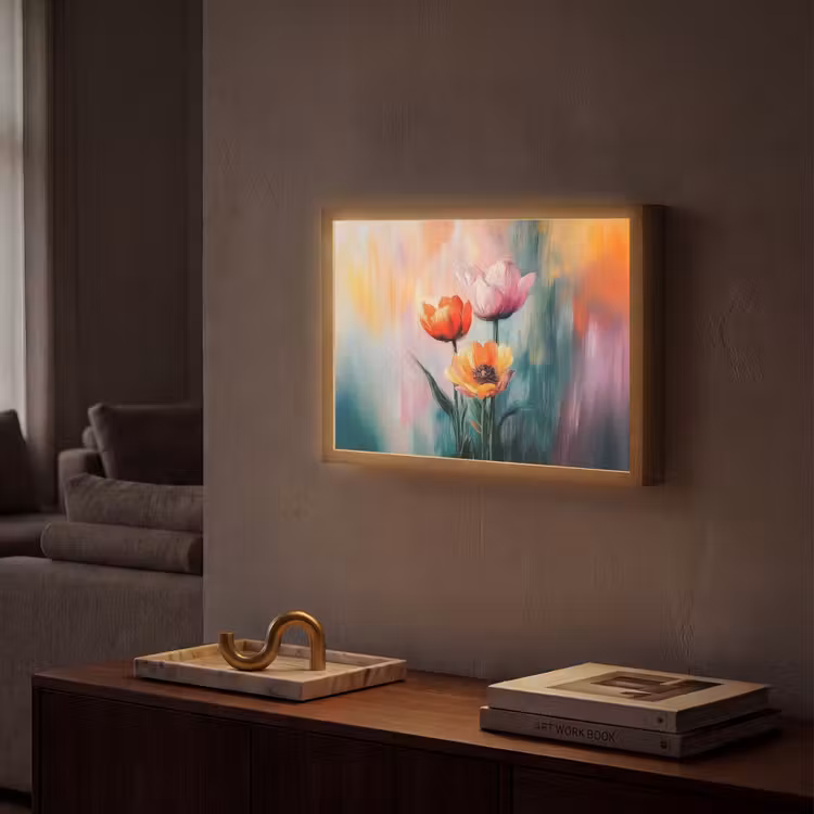 Dromerig - Bloemen - Verfijnde details Light Box met batterij (Wandlamp) middel -sfeer1